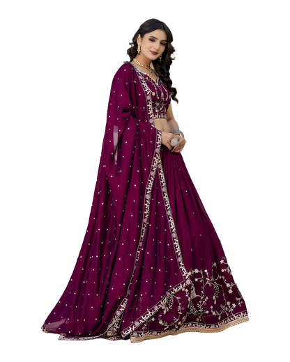 Floral Embroidered Designer Lehenga Set