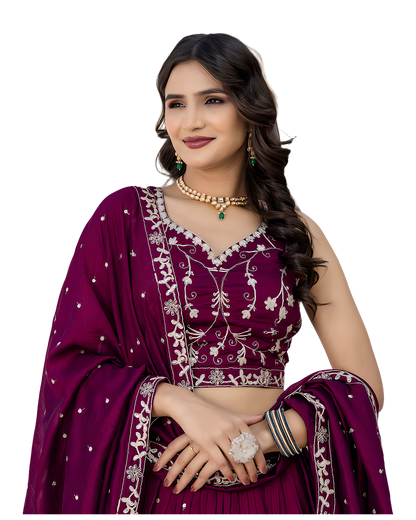 Floral Embroidered Designer Lehenga Set