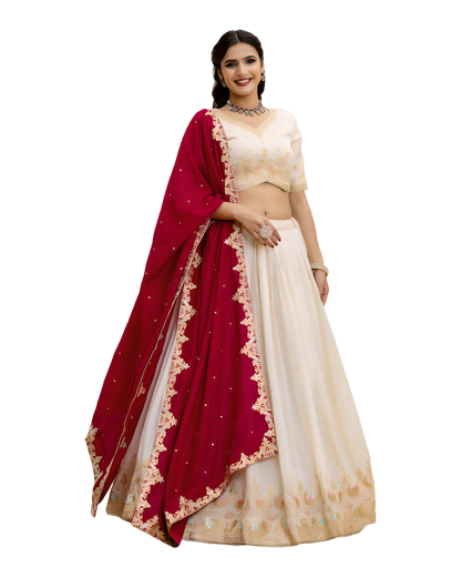 Elegant Embroidered Wedding Designer Lehenga Set