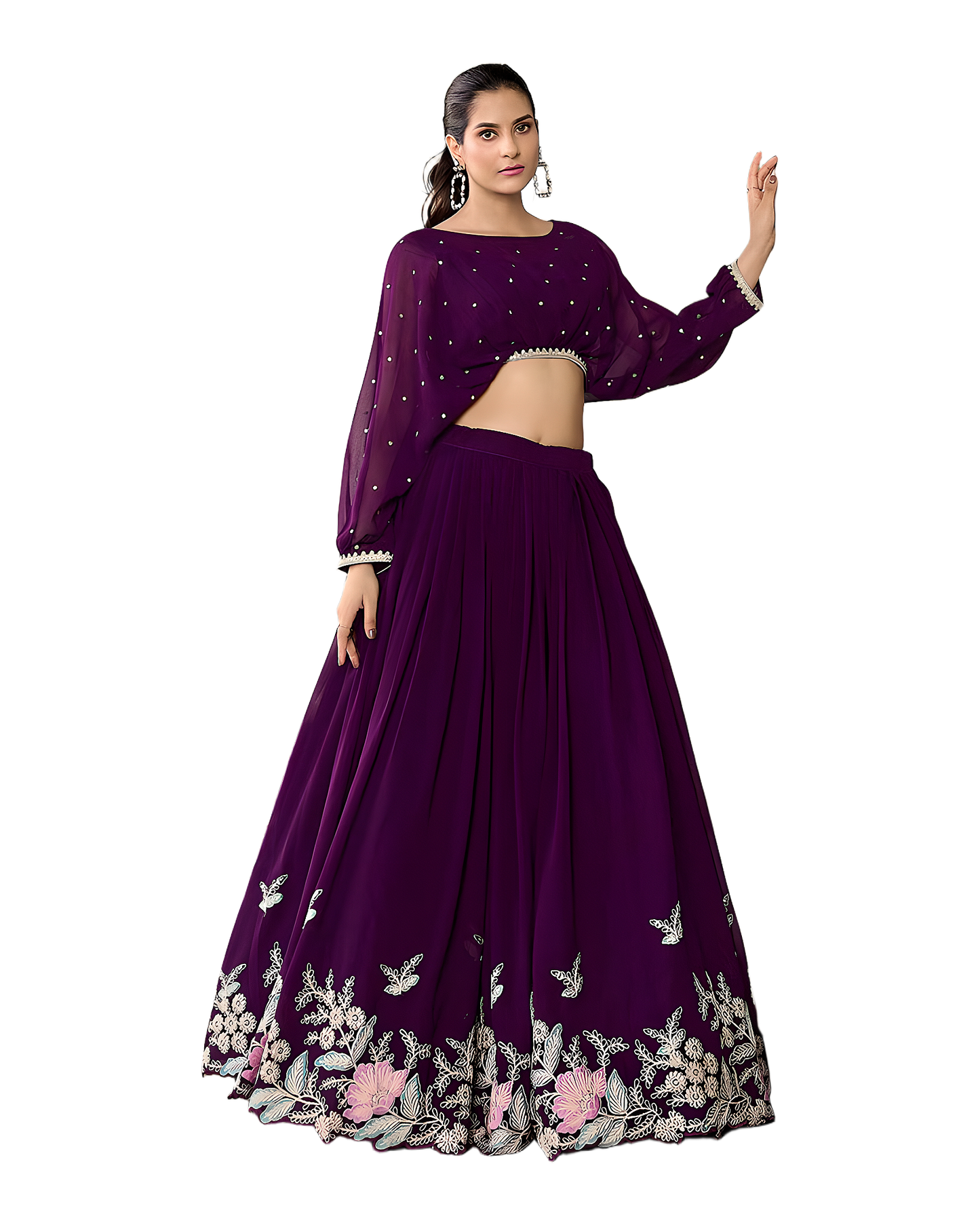 Floral Border Designer Party Lehenga Set