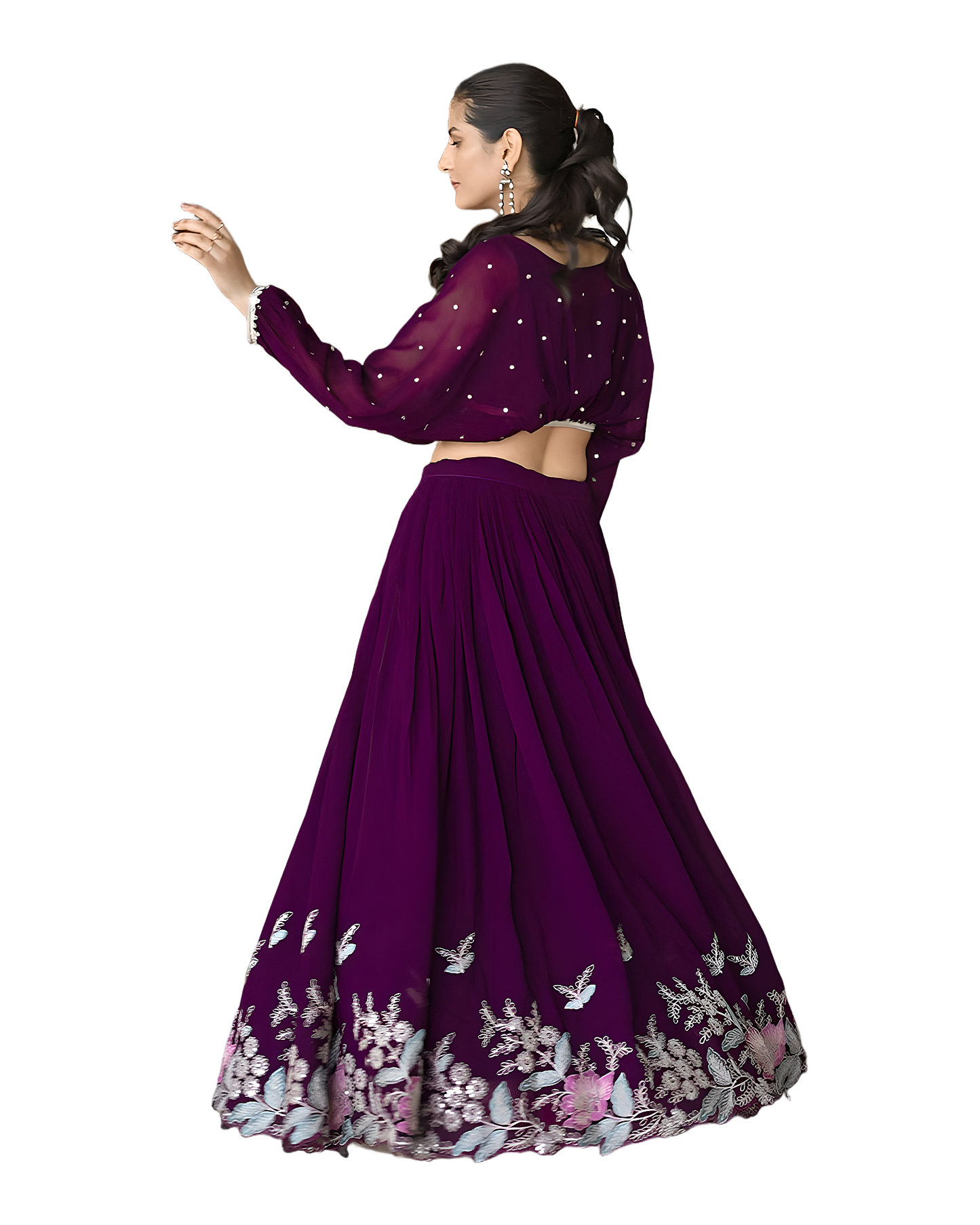 Floral Border Designer Party Lehenga Set