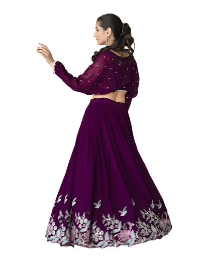 Floral Border Designer Party Lehenga Set