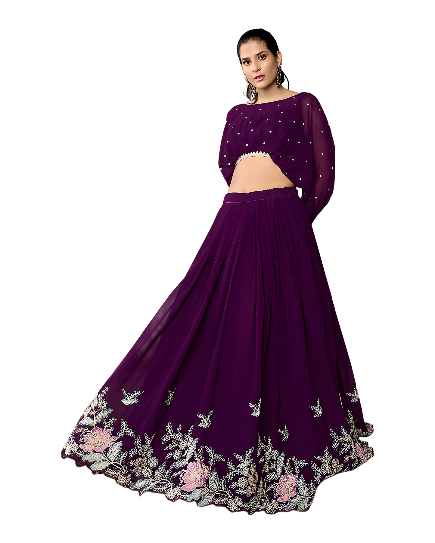 Floral Border Designer Party Lehenga Set