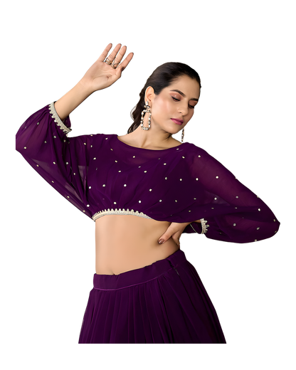 Floral Border Designer Party Lehenga Set