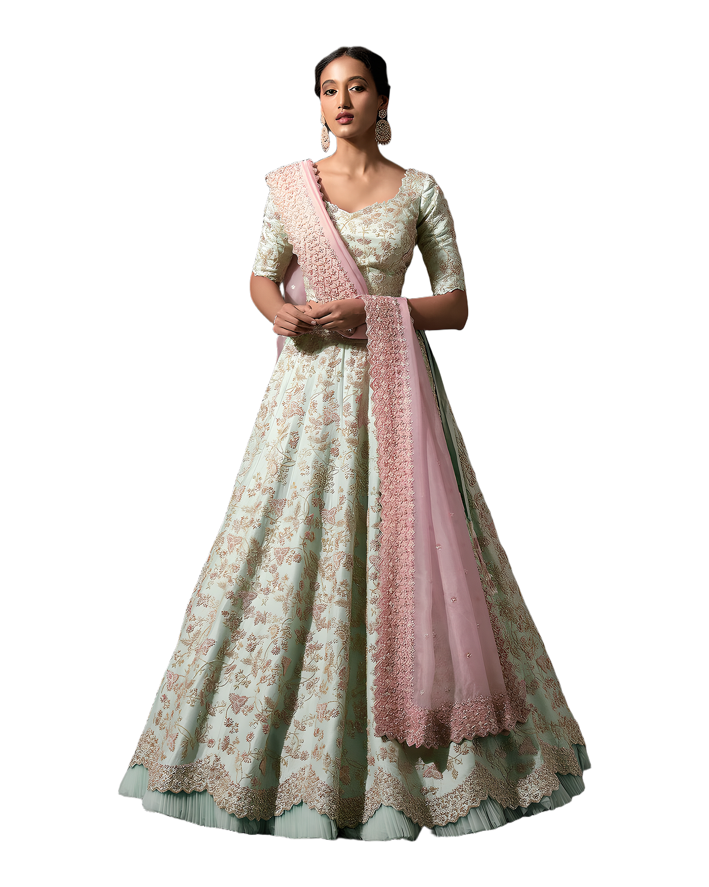 Floral Embroidered Designer Wedding Lehenga Set