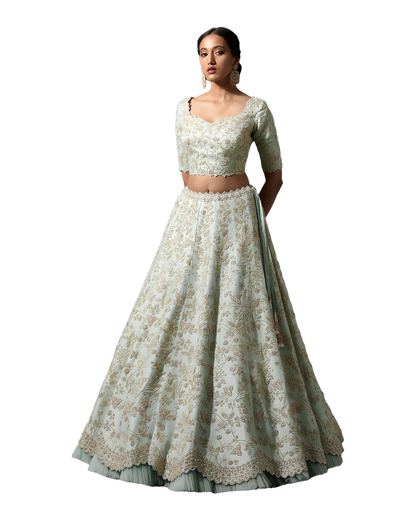 Floral Embroidered Designer Wedding Lehenga Set