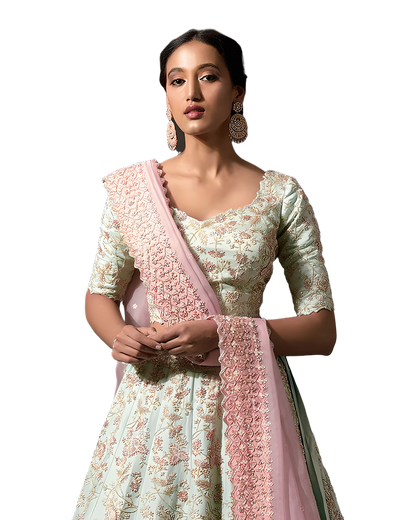 Floral Embroidered Designer Wedding Lehenga Set