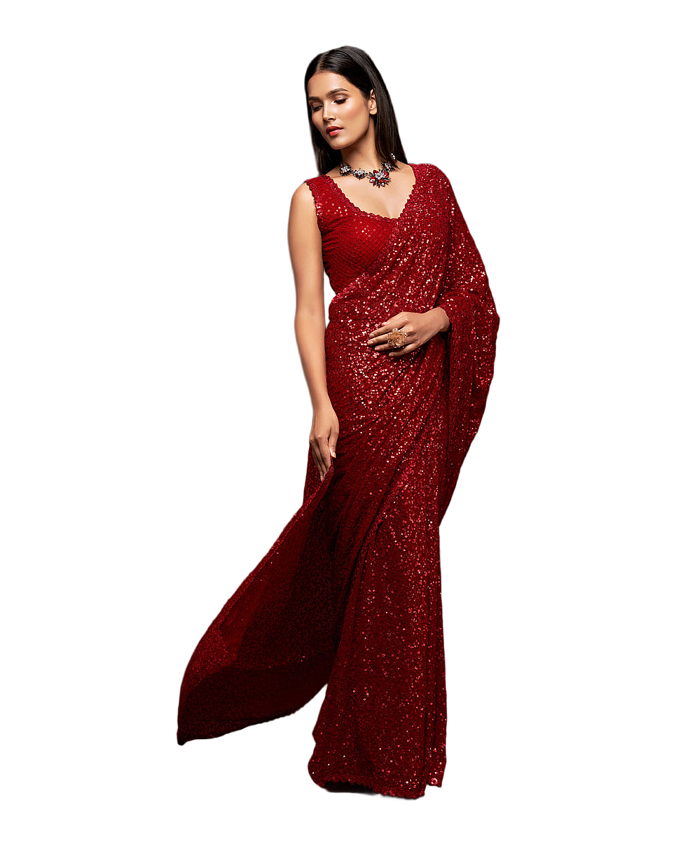Sequin Embroidered Party Saree