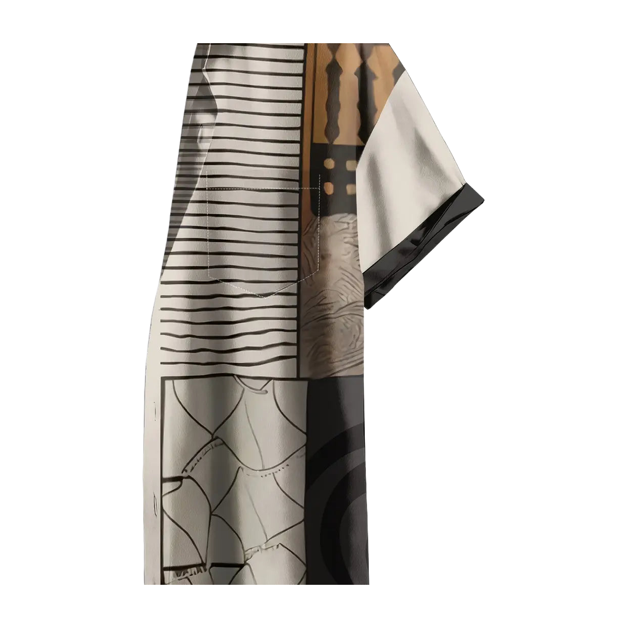 Abstract Neutral Geo Patchwork Shirt