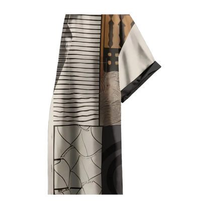Abstract Neutral Geo Patchwork Shirt