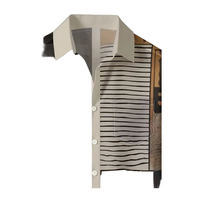 Abstract Neutral Geo Patchwork Shirt