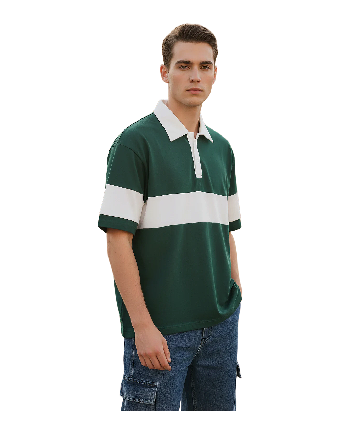 Contrast Stripe Casual Polo Shirt