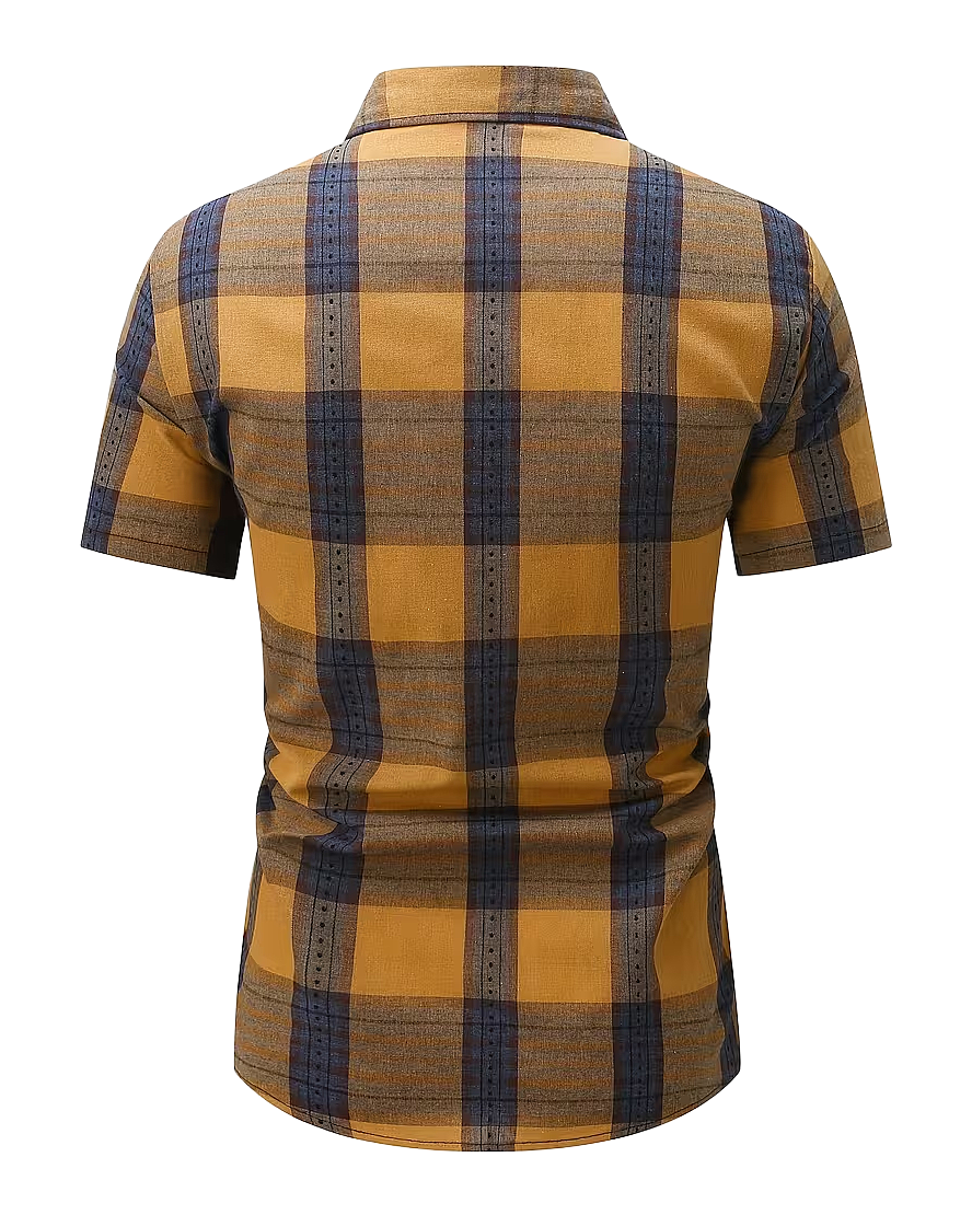 Men’s Short Sleeve Plaid Casual Shirt