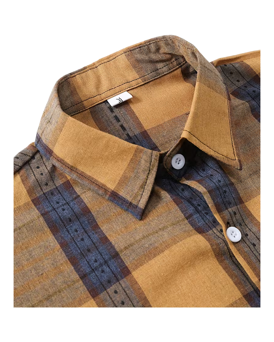 Men’s Short Sleeve Plaid Casual Shirt