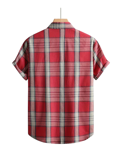 Men’s Short Sleeve Plaid Casual Shirt