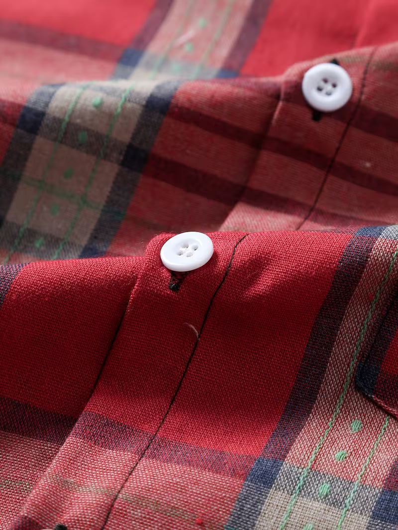 Men’s Short Sleeve Plaid Casual Shirt