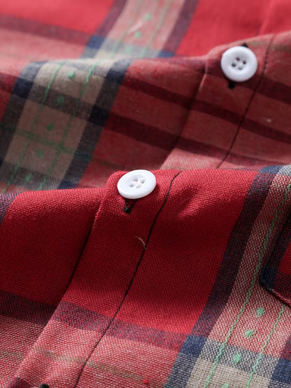 Men’s Short Sleeve Plaid Casual Shirt