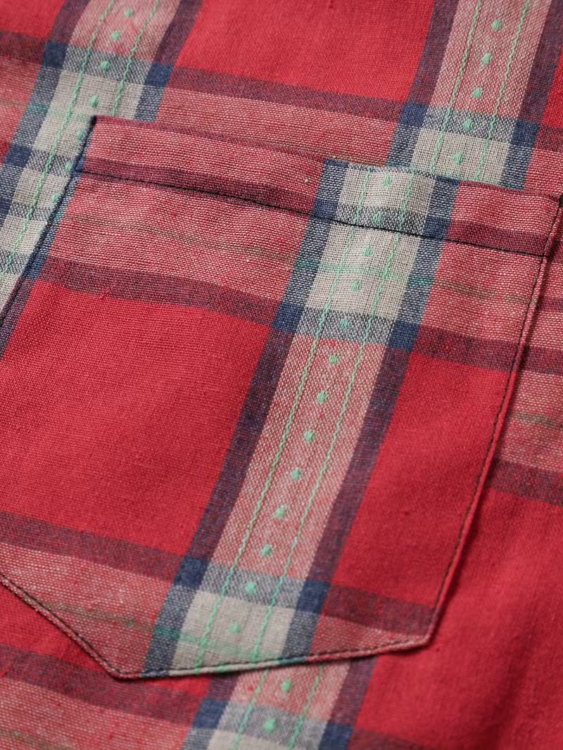Men’s Short Sleeve Plaid Casual Shirt