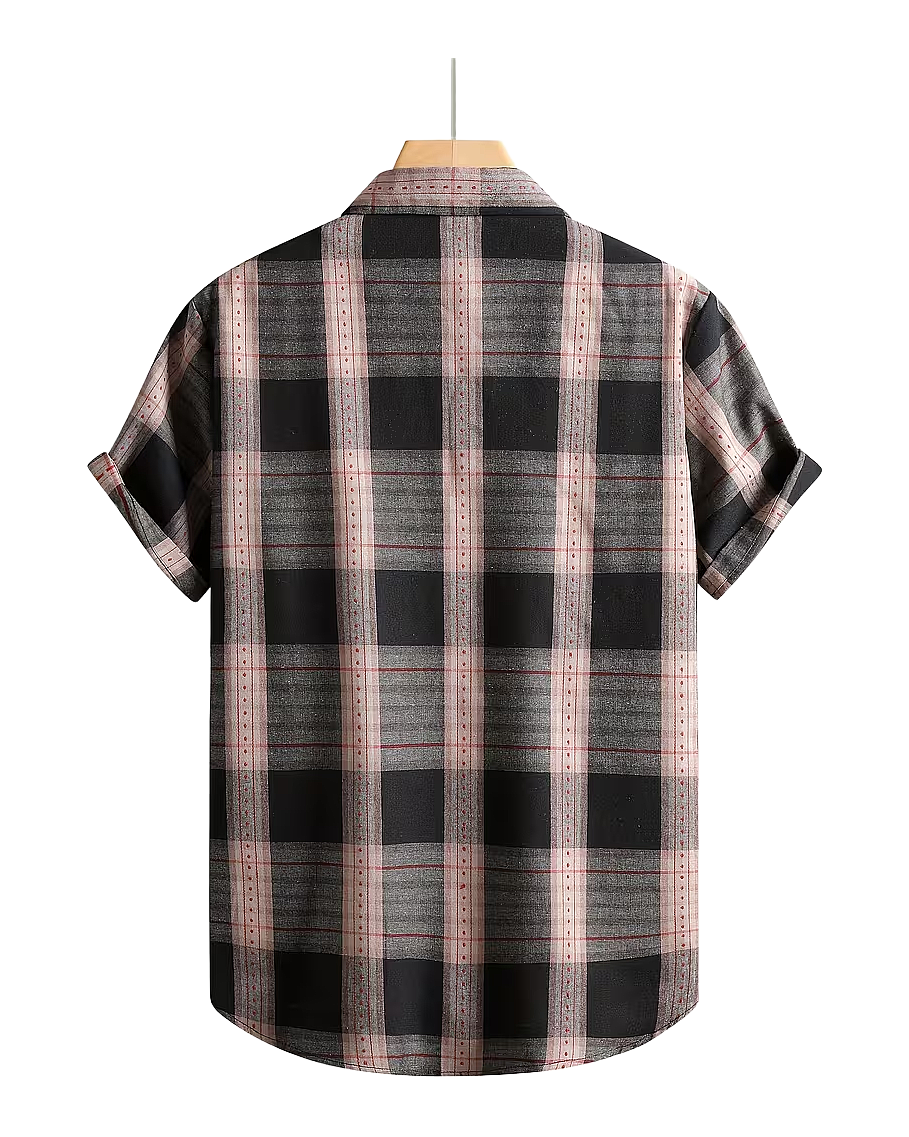 Men’s Short Sleeve Plaid Casual Shirt