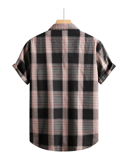 Men’s Short Sleeve Plaid Casual Shirt
