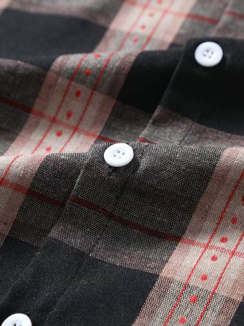 Men’s Short Sleeve Plaid Casual Shirt
