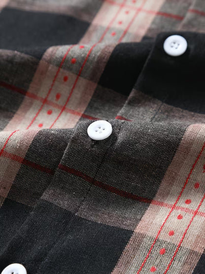 Men’s Short Sleeve Plaid Casual Shirt