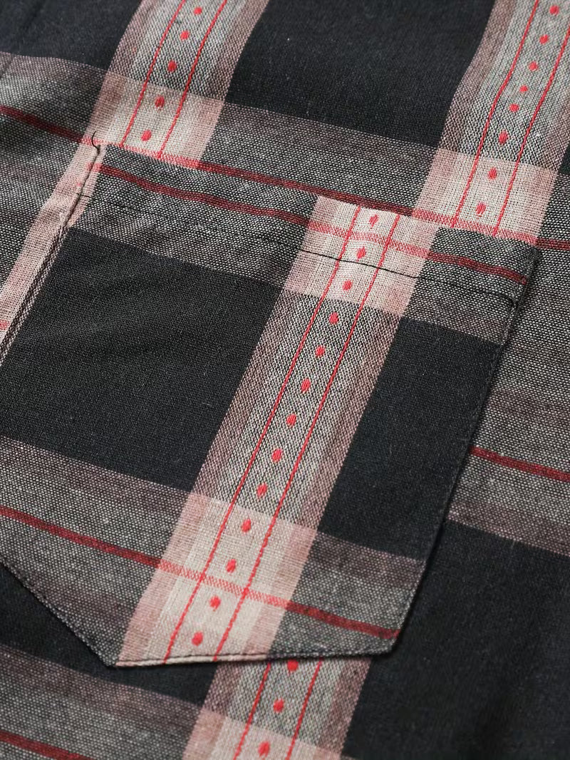 Men’s Short Sleeve Plaid Casual Shirt