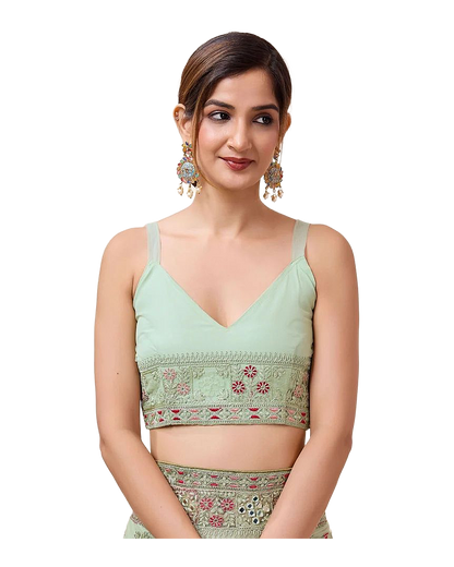 Floral Mirror Embroidered Designer Net Saree