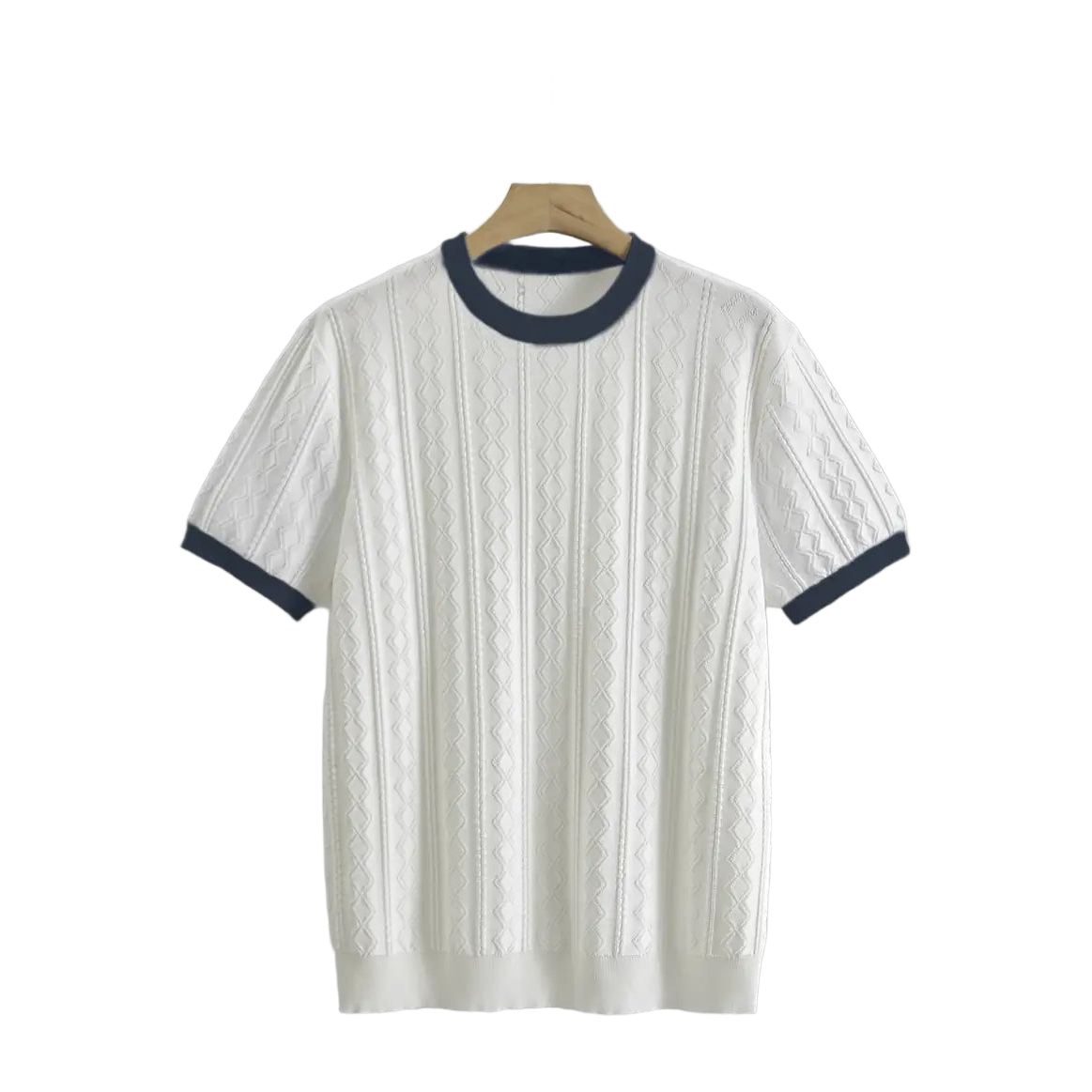Men's Summer Slim Fit T-Shirt - Breathable Knit Fabric, Solid Color Round Neck Casual Tee