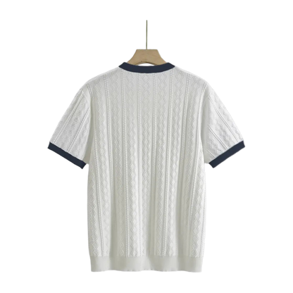 Men's Summer Slim Fit T-Shirt - Breathable Knit Fabric, Solid Color Round Neck Casual Tee