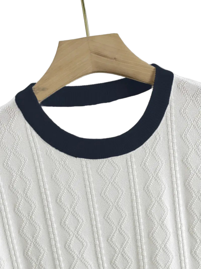 Men's Summer Slim Fit T-Shirt - Breathable Knit Fabric, Solid Color Round Neck Casual Tee