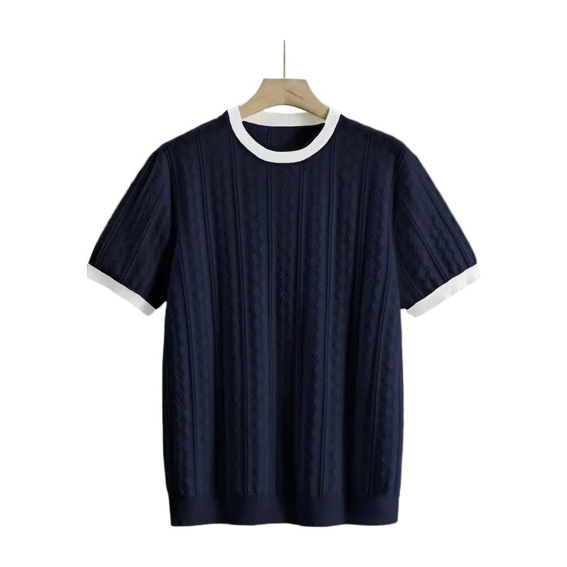 Men's Summer Slim Fit T-Shirt - Breathable Knit Fabric, Solid Color Round Neck Casual Tee