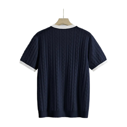 Men's Summer Slim Fit T-Shirt - Breathable Knit Fabric, Solid Color Round Neck Casual Tee