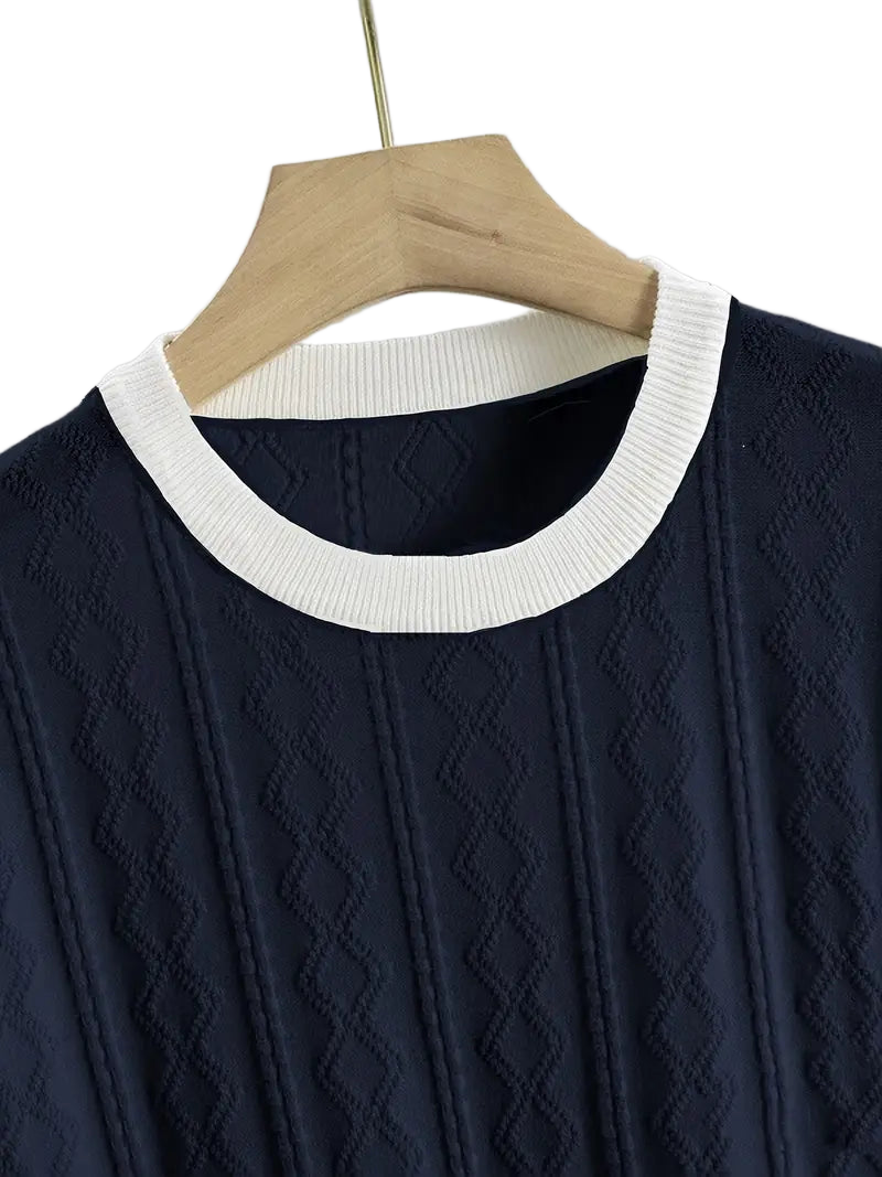 Men's Summer Slim Fit T-Shirt - Breathable Knit Fabric, Solid Color Round Neck Casual Tee