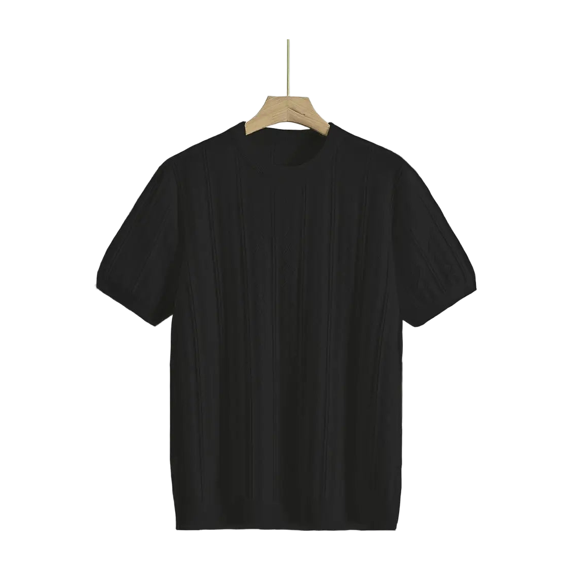 Men's Summer Slim Fit T-Shirt - Breathable Knit Fabric, Solid Color Round Neck Casual Tee