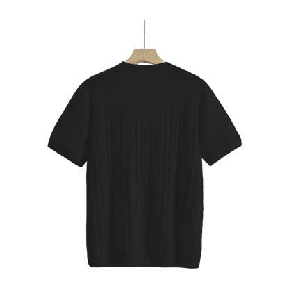 Men's Summer Slim Fit T-Shirt - Breathable Knit Fabric, Solid Color Round Neck Casual Tee