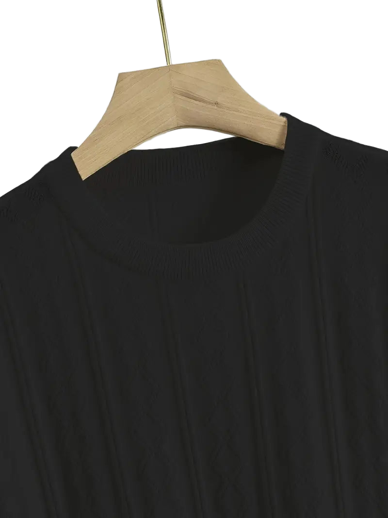 Men's Summer Slim Fit T-Shirt - Breathable Knit Fabric, Solid Color Round Neck Casual Tee