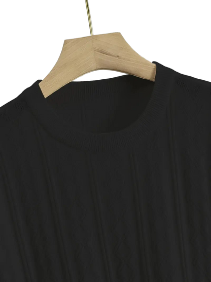 Men's Summer Slim Fit T-Shirt - Breathable Knit Fabric, Solid Color Round Neck Casual Tee