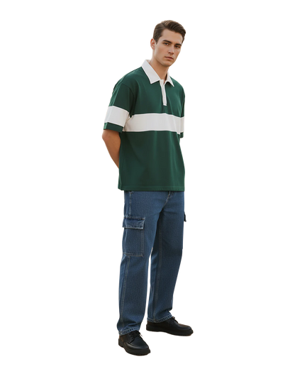 Contrast Stripe Casual Polo Shirt